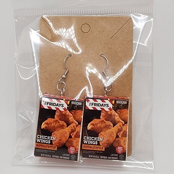 Mini-Brands "TGI Fridays Chicken Wings" Stainless Steel Earrings - Picture 1 of 3
